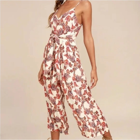 Free People Hot Tropics Floral Cropped Wide Leg Jumpsuit 2 - Picture 3 of 13